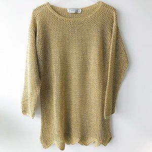 Vtg 80s Gold Sweater Dress / Cover Up